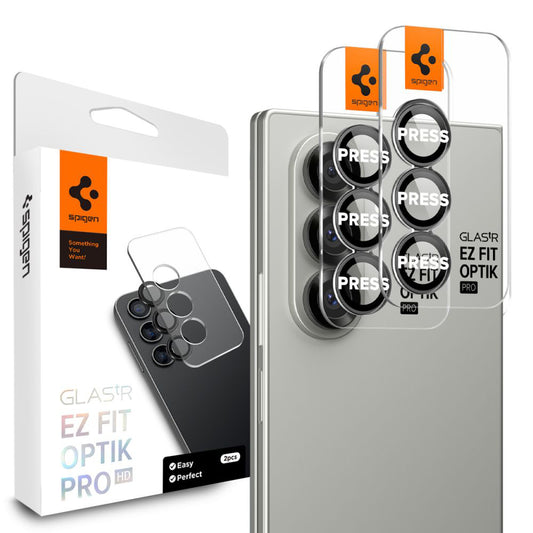 Ochranná fólia na zadnú kameru Spigen GlastR EZ FIT Optik Pro HD pre Samsung Galaxy Z Fold7 F966, Kalené sklo, Sada 2 kusy, Čierna AGL09581
