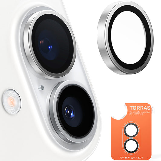 Ochranná fólia na zadnú kameru Torras Lensguard pre Apple iPhone 16 Plus / 16, Tvrdené sklo, Metalická sivá