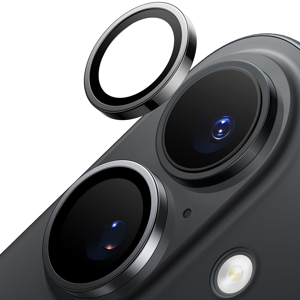 Ochranná fólia na zadnú kameru Torras Lensguard pre Apple iPhone 16 Plus / 16, Tvrdené sklo, Čierna
