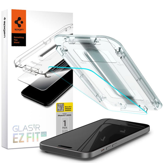 Ochranná fólia na displej Spigen GlastR EZ FIT HD pre Apple iPhone 15, Kalené sklo, Full Glue, 2.5D AGL06907