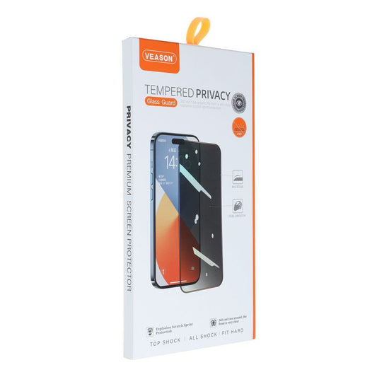 Ochranná fólia na displej Privacy Veason pre Apple iPhone 15 Pro Max, tvrdené sklo, plné lepidlo, 6D