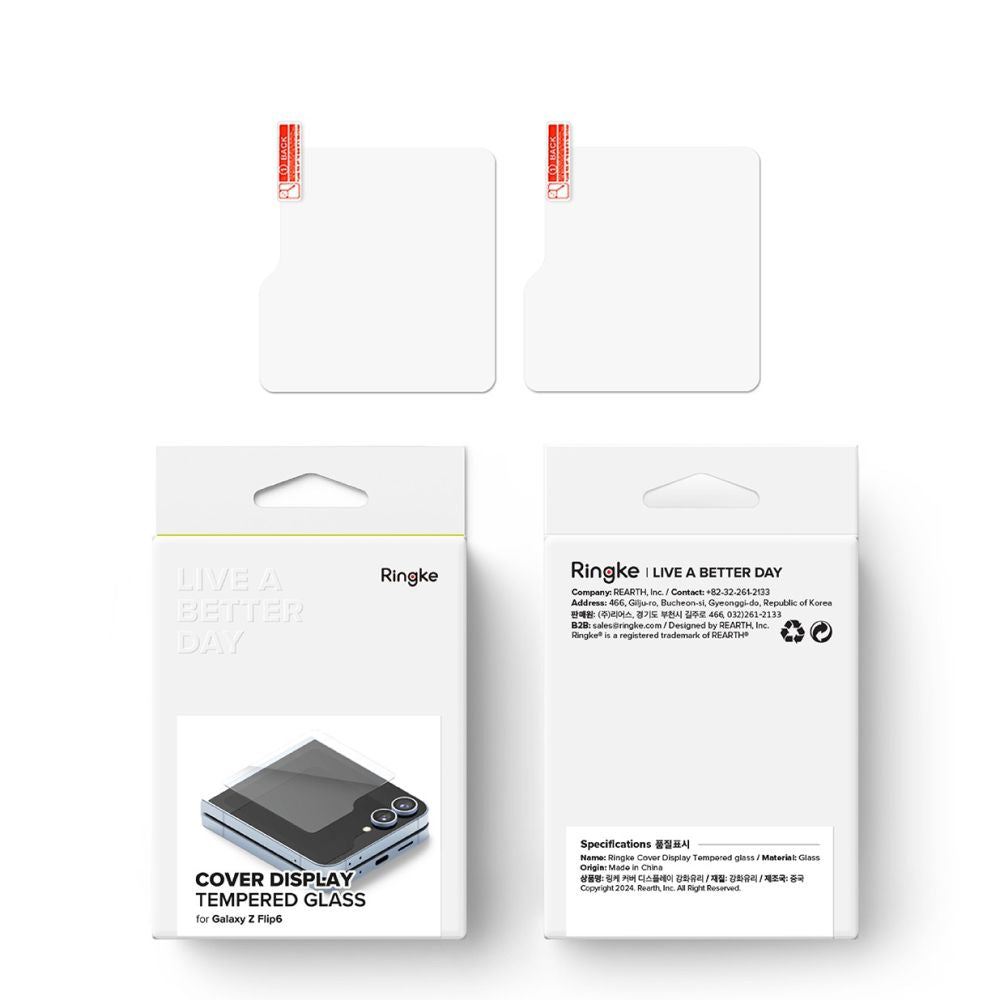 Ochranná fólia Ringke Cover Display pre vonkajší displej Samsung Galaxy Z Flip6 F741, Kalené sklo, AB Ultra Glue, Sada 2 kusy