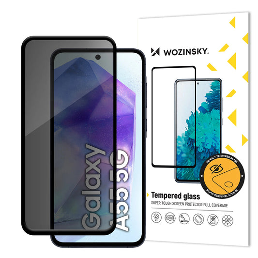 Ochranná fólia na displej Privacy WZK AntiSpy pre Samsung Galaxy A55 5G A556, tvrdené sklo, celoplošné lepidlo