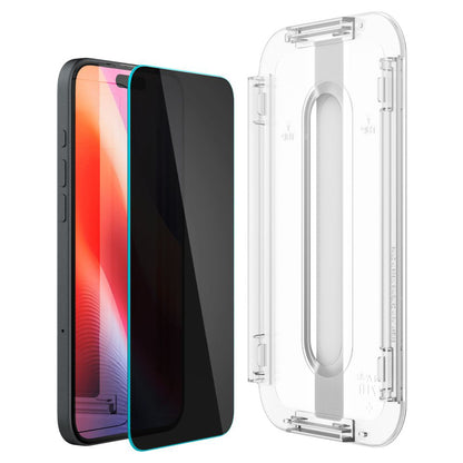 Spigen GlastR EZ FIT Privacy Screen Protector for Apple iPhone 16 / 15, Tempered Glass, Full Glue, Set of 2 Pieces