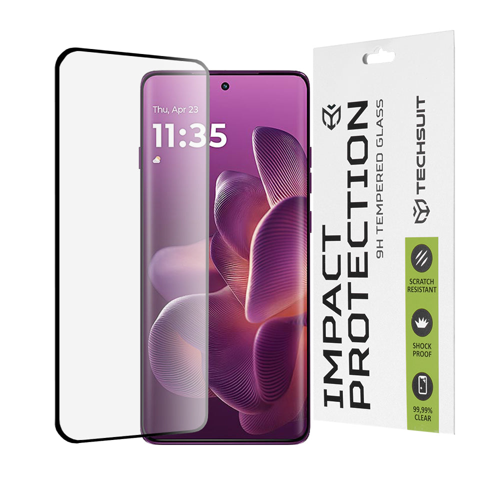 Ochranná fólia na displej Techsuit pre Motorola Edge 60 Pro, tvrdené sklo, plné lepidlo, 111D, čierna