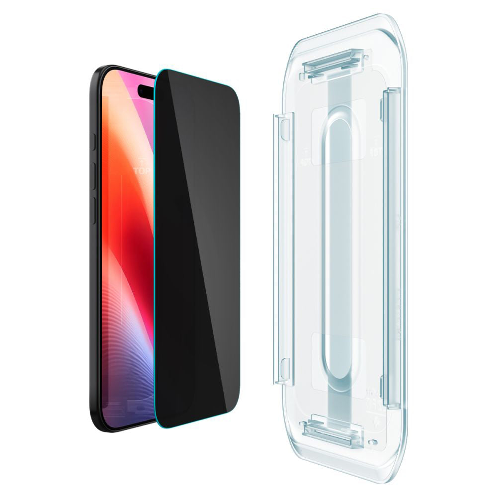 Ochranná fólia na displej Privacy Spigen GlastR EZ FIT pre Apple iPhone 17 Air, Kalené sklo, Full Glue, Sada 2 kusy
