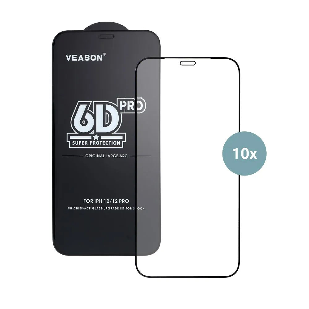 Ochranná fólia na displej Veason PRO pre Apple iPhone 17 Pro, tvrdené sklo, plné lepidlo, sada 10 kusov, 6D, čierna