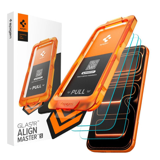 Ochranná fólia na displej Spigen GlastR Align Master Slim pre Apple iPhone 17 Pro, Tvrdené sklo, Full Glue, Sada 3 kusy