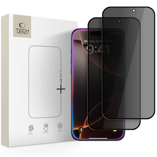 Ochranná fólia na displej Privacy Tech-Protect Spy+ pre Apple iPhone 17 Pro Max / 16 Pro Max, tvrdené sklo, plné lepenie, sada 2 kusy