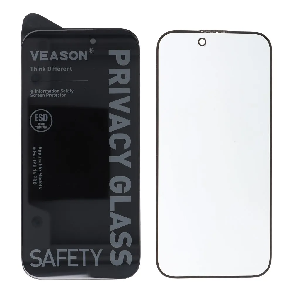 Ochranná fólia na displej Privacy Veason pre Apple iPhone 17e / 16e / 14 / 13 Pro, tvrdené sklo, celoplošné lepidlo, 6D