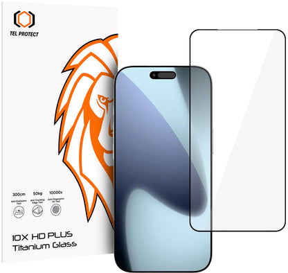 Tel Protect 10X HD Plus Titanium Screen Protector for Apple iPhone 18 Pro / 17 Pro, Tempered Glass, Full Glue, Black
