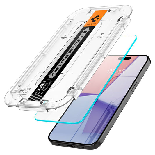 Ochranná fólia na displej Spigen GlastR EZ FIT pre Apple iPhone 15 Pro Max, Tvrdené sklo, Full Glue, Sada 2 kusy AGL06872