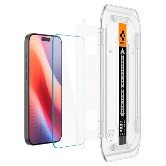 Ochranná fólia na displej Spigen GlastR EZ FIT pre Apple iPhone 17 Pro / 17 / 16 Pro, Tvrdené sklo, Full Glue, Sada 2 kusy