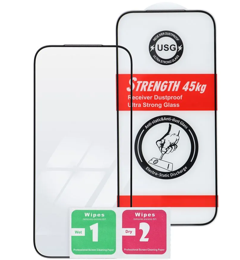 OEM Ultra Strong 45KG Screen Protector for Apple iPhone 17 Pro, Tempered Glass, Full Glue, 2.5D, Black