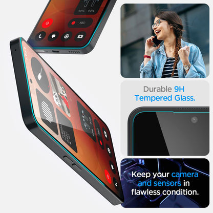 Clear Spigen GlastR EZ FIT Screen Protector for Nothing Phone (3a) / Phone (3a) Pro, Tempered Glass, Full Glue AGL09429
