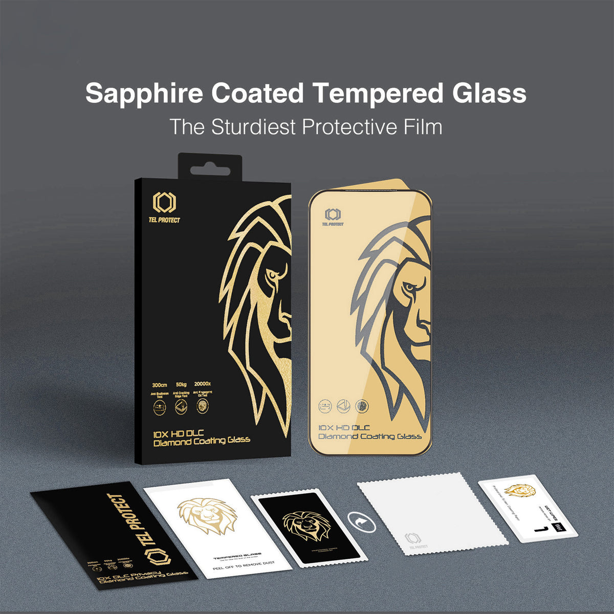 Ochranné sklo na displej Tel Protect 10X HD DLC Diamond Coating pre Apple iPhone 17e / 16e / 14 / 13 Pro / 13, tvrdené sklo, celoplošné lepenie, čierne