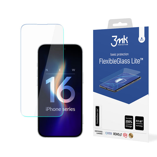 Ochranná fólia na displej 3MK FlexibleGlass Lite pre Apple iPhone 16 Pro Max, flexibilné sklo, plné lepidlo