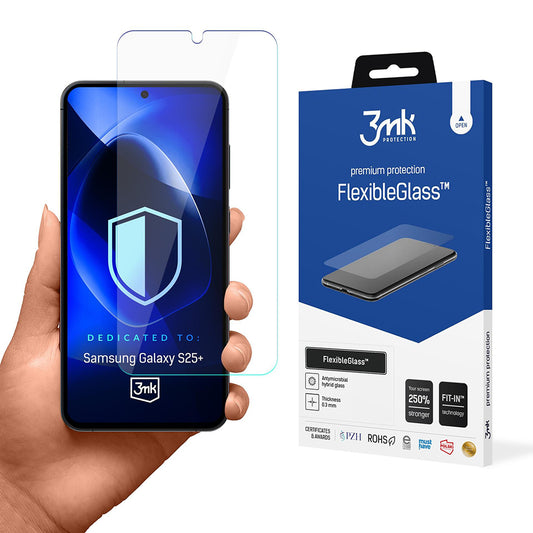 Ochranná fólia na displej 3MK FlexibleGlass pre Samsung Galaxy S25+ S936, flexibilné sklo, plné lepidlo