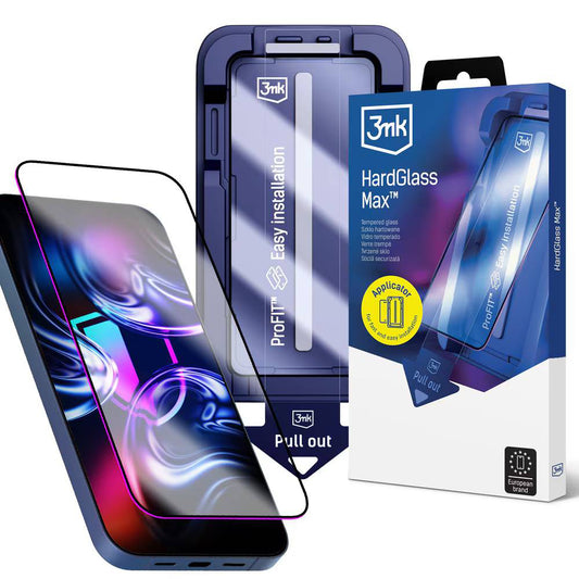 Ochranná fólia na displej 3MK HardGlass Max pre Apple iPhone 18 Pro / 17 Pro, tvrdené sklo, plné lepidlo, čierna