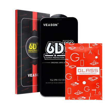 Ochranná fólia na displej Veason PRO pre Apple iPhone 16 / 15, tvrdené sklo, plné lepidlo, 6D, čierna