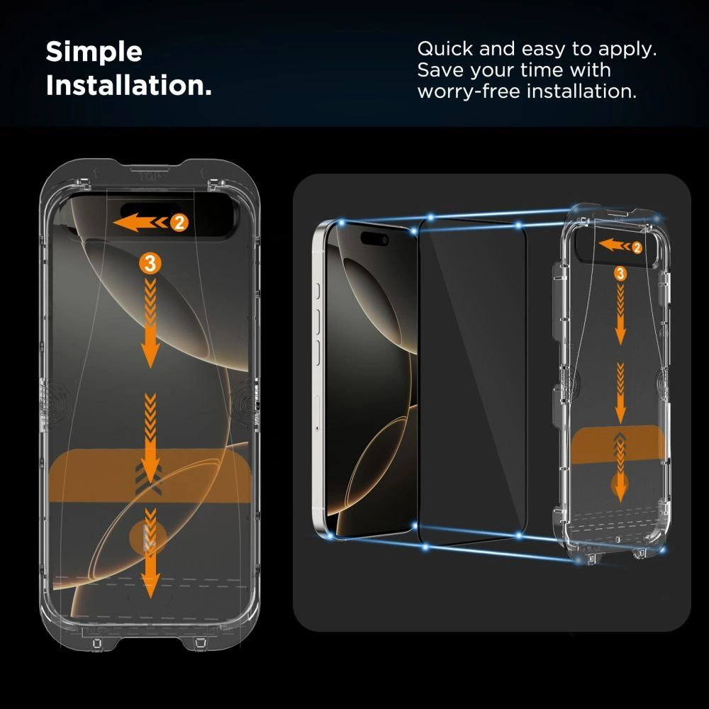 Ochranná fólia na displej Tech-Protect Quick Set+ pre Apple iPhone 17, Kalené sklo, Full Glue, Sada 2 kusy, Čierna