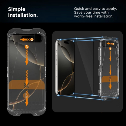 Ochranná fólia na displej Tech-Protect Quick Set+ pre Apple iPhone 17, Kalené sklo, Full Glue, Sada 2 kusy, Čierna