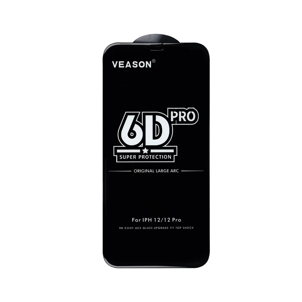 Ochranná fólia na displej Veason PRO pre Apple iPhone 16 / 15, tvrdené sklo, plné lepidlo, 6D, čierna