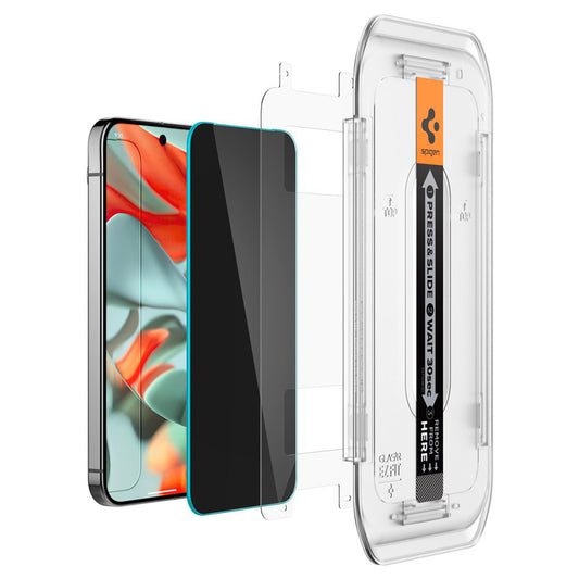 Ochranná fólia na displej Privacy Spigen GlastR EZ FIT pre Google Pixel 9 Pro XL, tvrdené sklo, plné lepidlo, sada 2 kusy AGL09313