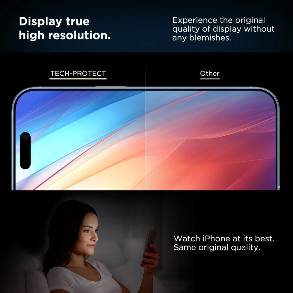 Ochranná fólia na displej Tech-Protect Quick Set+ pre Apple iPhone 17, Kalené sklo, Full Glue, Sada 2 kusy, Čierna