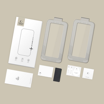 Ochranná fólia na displej Tech-Protect Quick Set+ pre Apple iPhone 17, Kalené sklo, Full Glue, Sada 2 kusy, Čierna