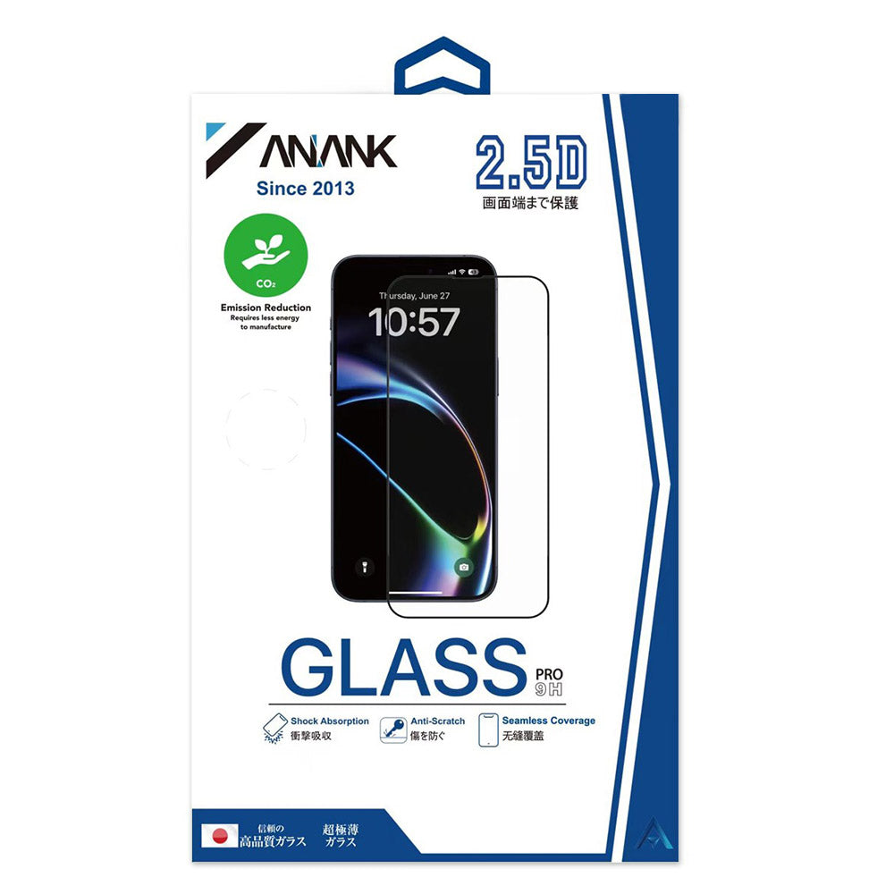 Anank 1X Reinforced Screen Protector for Apple iPhone 16 Pro, Tempered Glass, Full Glue, 2.5D, Set of 10 pieces, Black