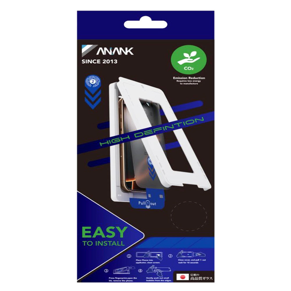 Ochranná fólia na displej Anank 2X Reinforced pre Apple iPhone 16 Pro, tvrdené sklo, plné lepidlo, 2.5D, čierna