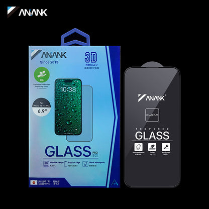 Ochranná fólia na displej Anank 3X Reinforced Invisible pre Apple iPhone 16 Pro Max, tvrdené sklo, plné lepidlo, 3D, čierna