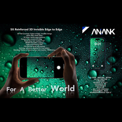 Ochranná fólia na displej Anank 5X Reinforced Invisible pre Apple iPhone 17 Air, Tvrdené sklo, Full Glue, 3D, Čierna