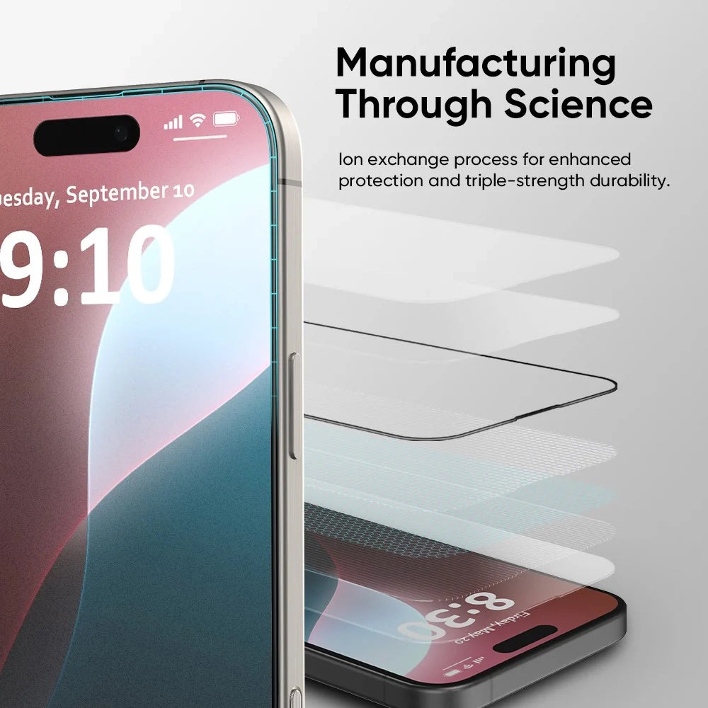 Ochranná fólia na displej Anank 5X Reinforced Invisible pre Apple iPhone 17 Pro, Kalené sklo, Full Glue, 3D, Čierna