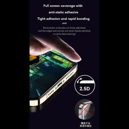 Ochranná fólia na displej Anank Anti-Fingerprint pre Apple iPhone 15 Pro, tvrdené sklo, plné lepidlo, 2.5D, čierna
