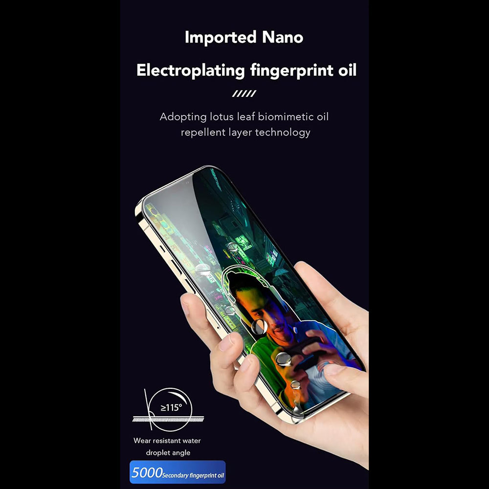 Ochranná fólia na displej Anank Anti-Fingerprint pre Apple iPhone 15 Pro, tvrdené sklo, plné lepidlo, 2.5D, čierna
