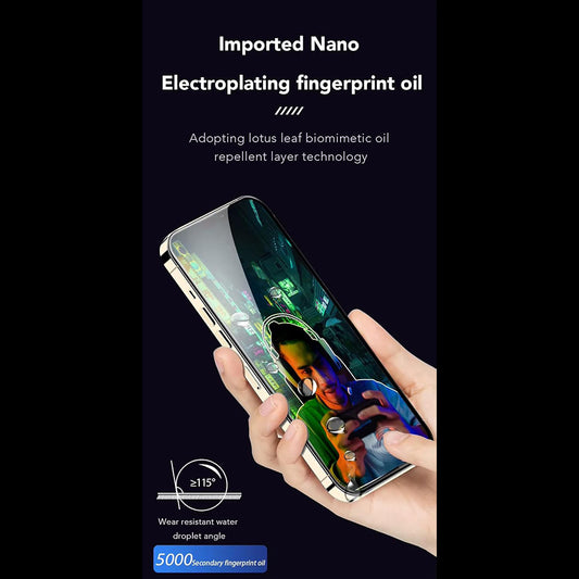 Ochranná fólia na displej Anank Anti-Fingerprint pre Apple iPhone 17e / 16e / 14 / 13 Pro, tvrdené sklo, plné lepidlo, 2.5D, čierna