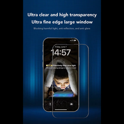 Ochranná fólia na displej Anti Blue Light Anank 3X Reinforced pre Apple iPhone 16, tvrdené sklo, plné lepidlo, 2.5D, čierna