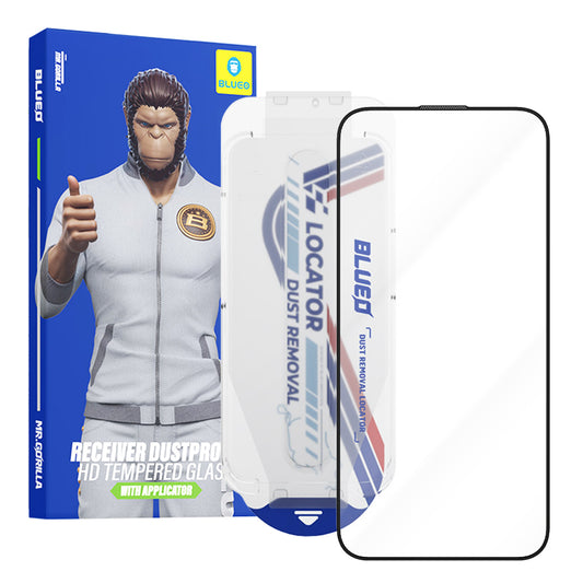Ochranná fólia na displej Blueo Anti-Dust HD Applicator Pro pre Apple iPhone 14 Pro Max, tvrdené sklo, plné lepidlo, čierna