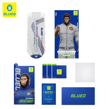 Ochranná fólia na displej Blueo Anti-Dust HD Applicator Pro pre Apple iPhone 15 Pro, tvrdené sklo, plné lepidlo, čierna