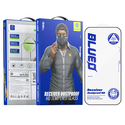 Ochranná fólia na displej Blueo Anti-Dust HD pre Apple iPhone 17 Pro / 17 / 16 Pro, tvrdené sklo, plné lepidlo, čierna