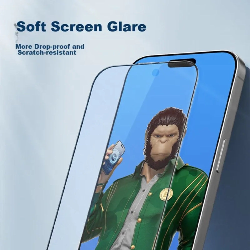 Ochranná fólia na displej Blueo Anti-Glare pre Apple iPhone 15 Pro Max, tvrdené sklo, plné lepidlo, čierna