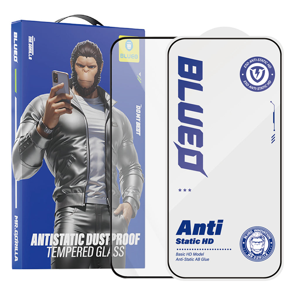 Ochranná fólia na displej Blueo Anti-Static HD pre Apple iPhone 12 Pro Max, tvrdené sklo, plné lepidlo, čierna