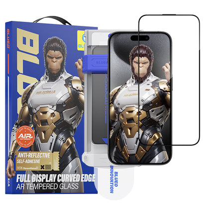 Ochranná fólia na displej Blueo AR Applicator Pro pre Apple iPhone 16 Pro, tvrdené sklo, plné lepidlo, 3D, čierna
