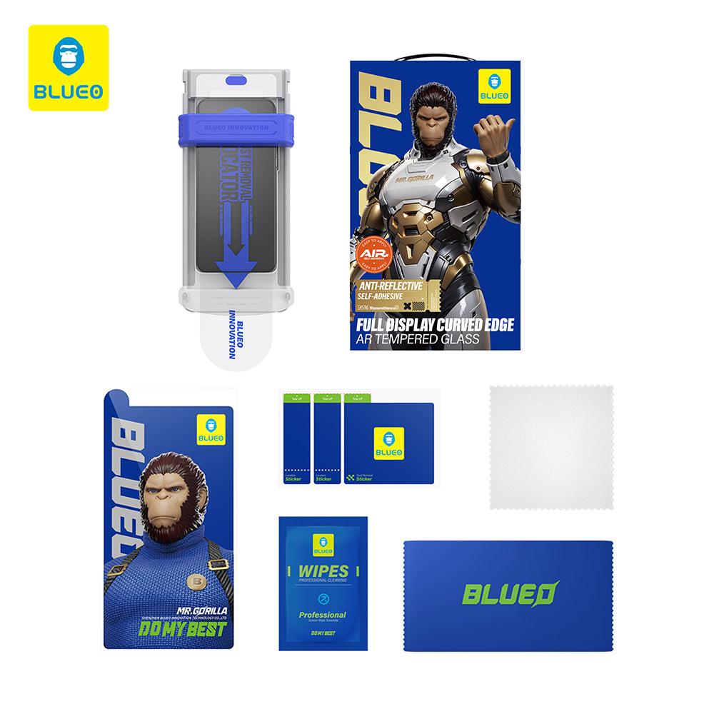 Ochranná fólia na displej Blueo AR Applicator Pro pre Apple iPhone 16 Pro, tvrdené sklo, plné lepidlo, 3D, čierna