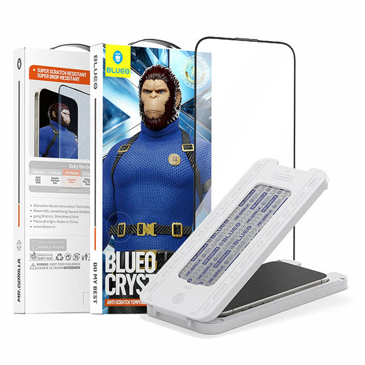 Ochranná fólia na displej Blueo Crystal Anti-Scratch Applicator pre Apple iPhone 17 Air, Tvrdené sklo, Full Glue, Čierna