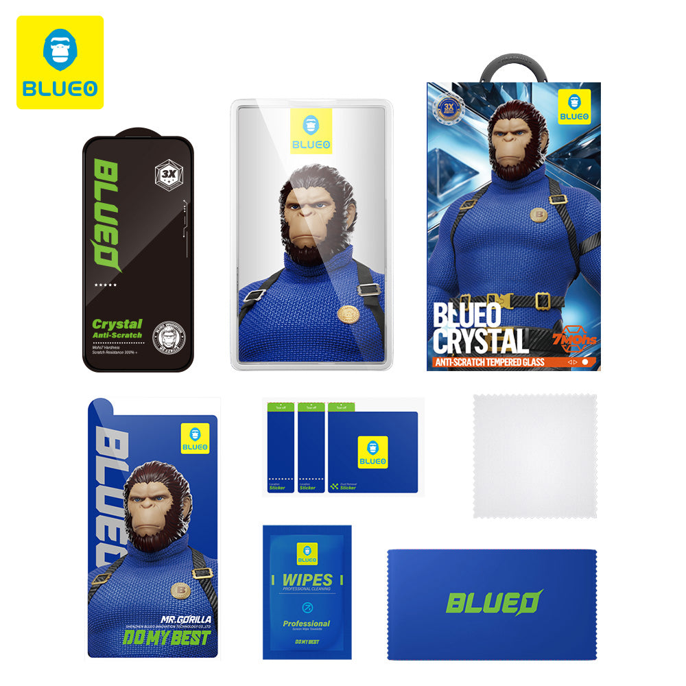 Ochranná fólia na displej Blueo Crystal Anti-Scratch pre Apple iPhone 16 Pro, tvrdené sklo, plné lepidlo, čierna