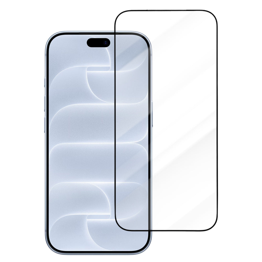 Ochranné sklo na displej Blueo Drop Resistant Applicator Pro pre Apple iPhone 18 Pro / 17 Pro / 17 / 16 Pro, tvrdené sklo, celoplošné lepenie, čierne