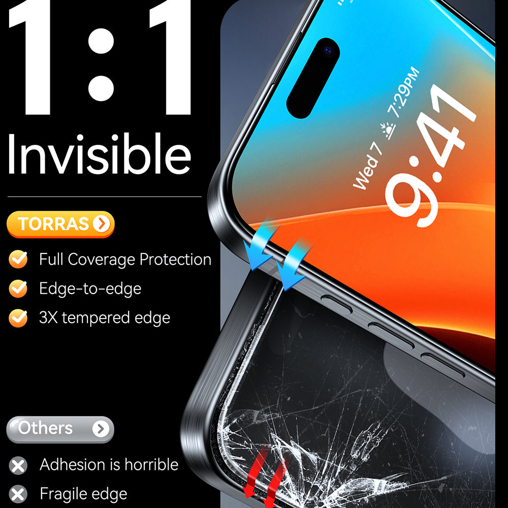 Ochranná fólia na displej Torras GlassGo Install Master pre Apple iPhone 17, Kalené sklo, Full Glue